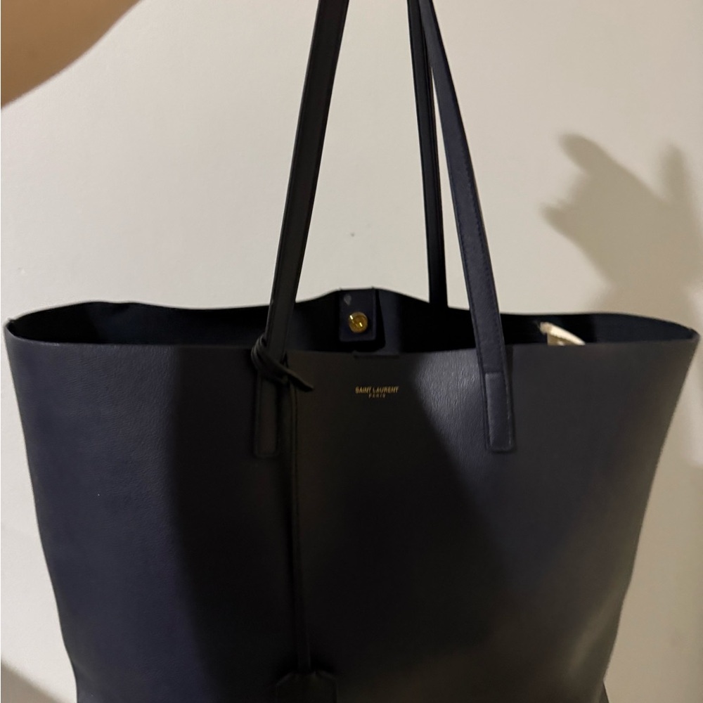 Saint Laurent Blue Leather Tote Bag